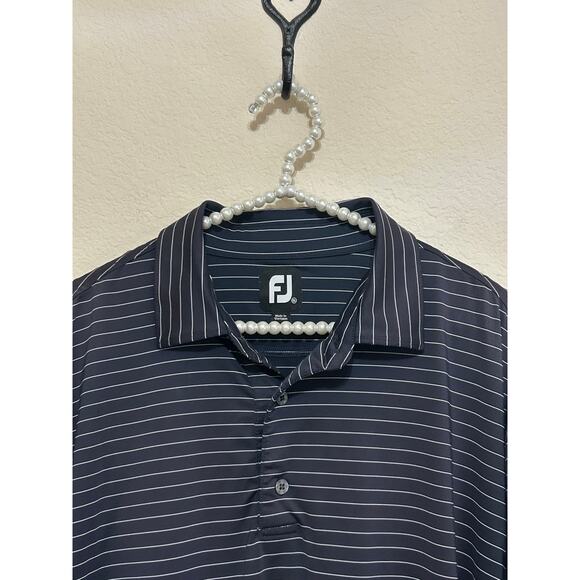 FootJoy Mens Size XXL Golf Dri-Fit Polo Gray Striped Short Sleeve Shirt Outdoors - Picture 5 of 9